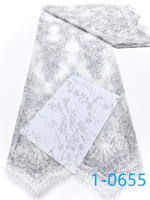 Precio al por mayor: Tela de encaje Chantilly de tul francés nigeriano con purpurina y lentejuelas, tela de encaje bordado para vestido de noche o boda