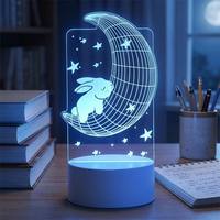 Lámpara de Mesa LED Mini Personalizada con Diseño de Ilusión 3D, Material Acrílico, Decoración Minimalista para Dormitorio