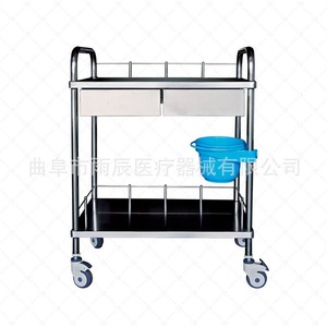 Carrito Médico de Acero Inoxidable 670x450x900mm con Ruedas Silenciosas de Doble Capa, Carro de Tratamiento Hospitalario - Product Image 5