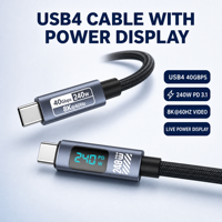 Cable de datos trenzado de carga rápida USB4 de 240W PD3.1, 40Gbps, USB tipo C a C, EPR 48V 5A para portátil, venta al por mayor