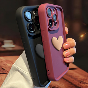 Funda para iPhone 16 con diseño de corazón 3D, acabado mate agradable al tacto para iPhone 17 Pro Max, cobertura total de la lente 15 - Product Image 1
