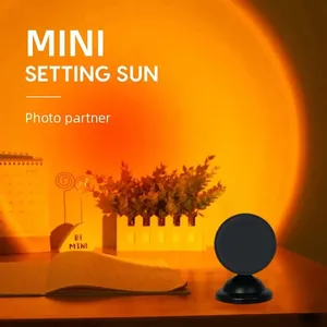 RTS Lampu LED Mini USB Matahari Terbenam, Lampu Malam Proyektor 16 Warna Sakelar Atmosfer Pelangi