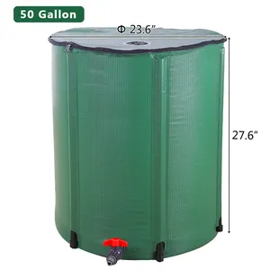 Barril de lluvia hidropónico portátil de 50 galones, tanque de agua con manguera de connevación