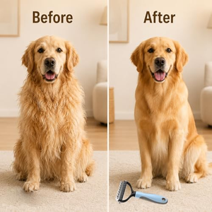 Brosse à poils pour chien et chat, peigne de toilettage double face, outil pour enlever les poils lâches et démêler les nappes - Product Image 5