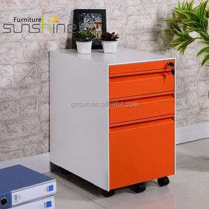 Pedestal de oficina Archivador Pequeño Gabinete móvil Almacenamiento de documentos 3 cajones Debajo del escritorio Archivo Metal Rolling Factory Direct Furniture - Product Image 4