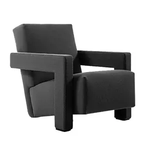 热卖2020新款沙发椅，用于休息室，深灰色彩色天鹅绒织物单椅定制