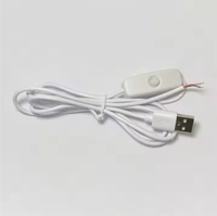 Câble d'extension d'alimentation USB 5V de haute qualité avec interrupteur à bouton-poussoir 501 pour fils étamés ouverts, idéal pour bande lumineuse LED de Noël et lampe