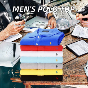 Camiseta de Verano para Hombre, de Algodón Ecológico, de Manga Corta, con Cuello Bordado, Corte Holgado, Estilo Casual/Formal, Tallas Grandes - Product Image 2