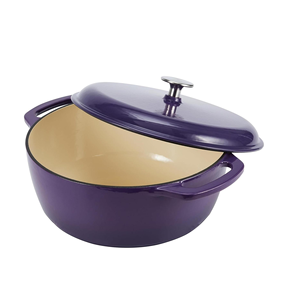Ensemble de casseroles néerlandaises rondes en fonte violette avec couvercle Matériau céramique en métal durable pour cuisinière à <span class=keywords><strong>gaz</strong></span> Cuisine des aliments Soupe Restaurants - Product Image 2