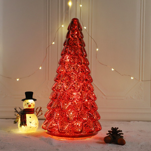 Vente en gros verre soufflé pomme de pin unique verre soufflé à la main sapin de Noël avec lumières LED - Product Image 6