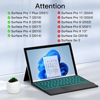 Claviers sans fil magnétiques Microsoft Surface Pro 3/4/5/6/7/7 + de haute qualité avec rétro-éclairage