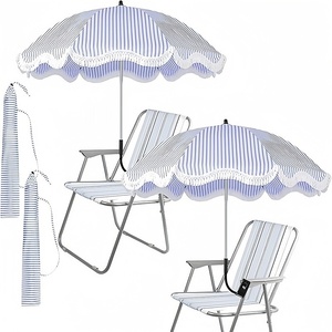 Parasol de Jardin Fait Main pour Terrasses, Parasols de Plage Vintage Portables et Résistants au Vent avec Pompons - Product Image 2
