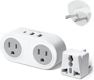 VINTAR Wall Socket 5 in 1 Travel penting kami untuk perjalanan Eropa Adapter dengan 2 USB-A 1 USB-C Port