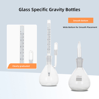 Flacon de densimètre et de gravité spécifique en verre avec thermomètre, instruments de laboratoire personnalisés