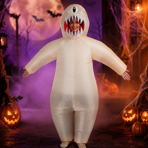 Costume gonflable BAIGE de monstre cyclope à un œil, dents pointues, couleur beige, pour fête d'Halloween effrayante - Product Image 1