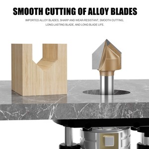 पेशेवर ग्रेड 90 डिग्री वी-आकार के वुडवर्किंग एंड मिल प्लास्टिक बोर्ड स्लॉटिंग टूल एकीकृत दीवार झुकने राउटर बिट - Product Image 6