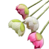 Tige de fleur de lotus artificielle faite à la main, fausse branche de lys d'eau pour décorations florales pour Noël, rentrée scolaire, boutiques