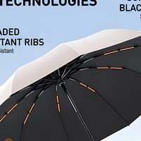 Parapluie pliant entièrement automatique à 24 baleines, double armature, coupe-vent, protection UV, pour la pluie et le soleil, idéal pour les voyages