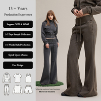 Pantalon de survêtement évasé pour femme, coupe cloche, délavé, taille haute, ceinture épaisse, poids lourd 400 GSM, style streetwear Y2K Hip Hop