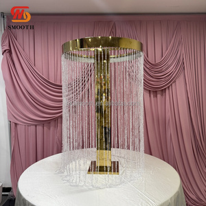 Nuevo diseño elegante de cortina de techo con soporte de metal dorado para centro de mesa de boda - Product Image 6
