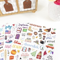 Feuilles d'autocollants de scrapbooking pour planificateur de vacances, autocollants amovibles et repositionnables, 310 autocollants, motif feuille, finition mate