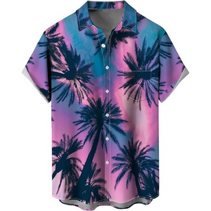 Camisa Hawaiana Holgada de Manga Corta para Hombre, con Logotipo Personalizado ODM, Transpirable, Cuello Mao, Impresión Serigráfica, Colores Personalizados, para la Playa - Product Image 1