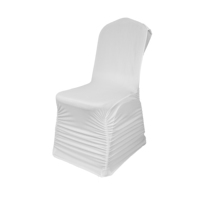 Housses de chaise blanches extensibles en spandex, froncées, avec volants et nœuds, pour événements