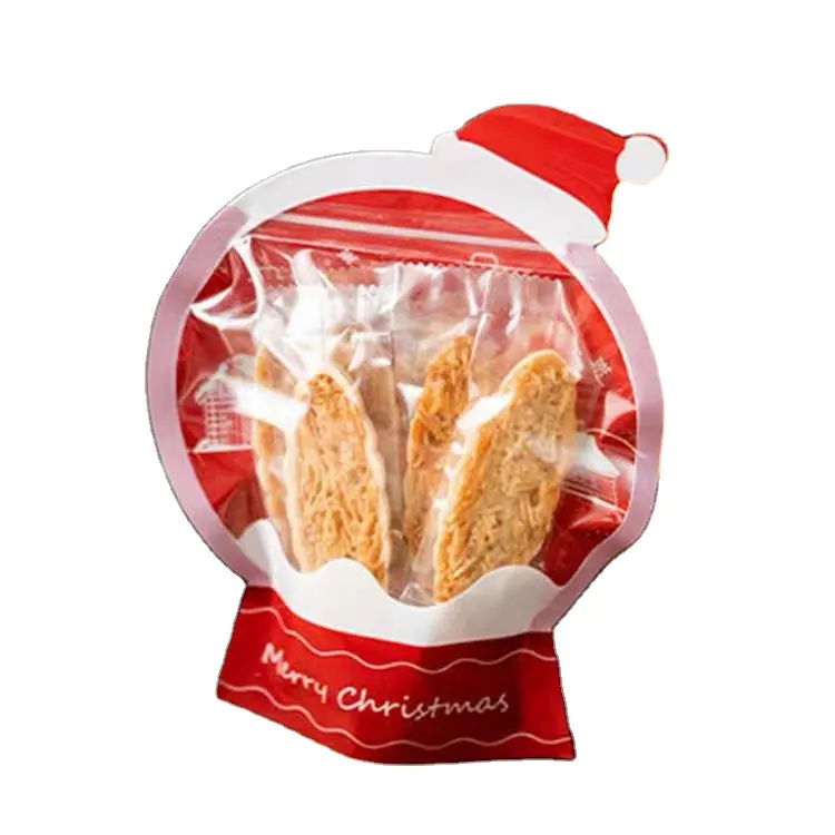 Printed Standing Snack Lollipop Candy Food Packaging Zip lock Bag Christmas Cookies Biscuits Packaging Pouch