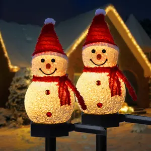 雪だるまクリスマスデコレーション屋外ヤードソーラーパスウェイガーデンライトソーラークリスマスライト屋外防水
