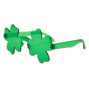 Gafas de sol Clover Shield sin montura, verdes, unisex, ligeras, decorativas para el Día de San Patricio, con espejo, sin marco, de metal - Product Image 1