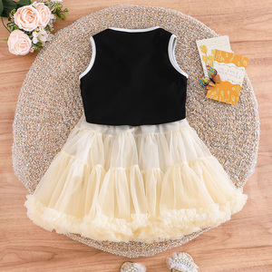 เสื้อผ้าเด็กผู้หญิง 3-8 ปี แฟชั่นลำลอง เสื้อแขนกุดลายดอกไม้สวยงาม ผ้าขนสัตว์ กระโปรงตาข่ายฟูฟ่อง ชุดสองชิ้นสุดหรู - Product Image 2