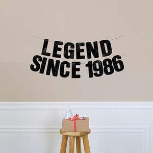 Bandera Negra con Purpurina Legend Since 1986, Decoraciones de <span class=keywords><strong>Feliz</strong></span> Cumpleaños Número 40 para Hombres y Mujeres, Decoración para Fiesta de Aniversario de 40 Años - Product Image 3