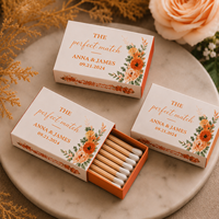 Boîtes à Cigares Personnalisées pour Cadeaux de Mariage – Impression Sécurisée Blanc & Orange – Coffret de 4 Boîtes d'Allumettes Luxueuses Recyclables