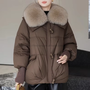 Women's Short-Length Korean-Style Oversized Loose Cotton Coat With <b>Extra</b>-<b>Large</b> Fur Collar and Thickened Fashion - Product Image 1