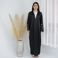 Nouvelle Abaya Loriya 2026 noire, modèles d'Abaya ouverte avec manches à nœuds, vêtements modestes pour femmes, vêtements islamiques, Abaya musulmane noire