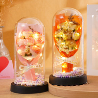 Saint Valentin Meilleur Ami Graduation Cadeau Pratique Couverture En Verre Veilleuse avec Bouquet Savon Fleur pour Petite Amie De Noël
