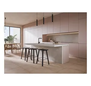 Dorene European Style Bespoke Latest Design Modern Kitchen Cabinets Without Handles Pink Flat Pack Kitchen Cabinets System