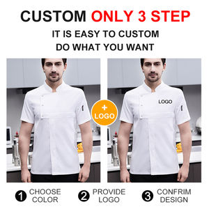 Chaqueta de Chef con logotipo personalizado de fábrica profesional, abrigo, ropa anticontracción, uniformes de Hotel para hombre y mujer de manga corta púrpura para mujer - Product Image 6