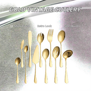 Juego de Cubiertos Sheeraz International de Acero Inoxidable 18/0 Dorado, Económico, con Acabado Espejo y Logotipo Grabado con Láser de Estilo Vintage para Regalos - Product Image 2