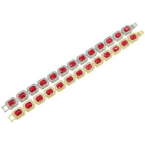 Alliage de vente d'usine avec diamant Hip Hop 12mm largeur rouge Rectangle Carbuncle Bracelet - Product Image 3