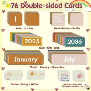 45 Pocket Classroom <b>Calendar</b> For Kids Learning Time Management Back To School Fabric Pocket Chart With Educational Cards - Product Image 4