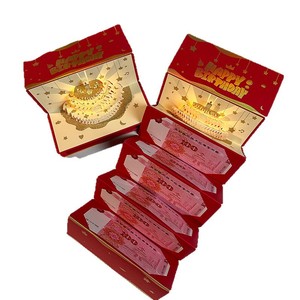 การ์ดอวยพรวันเกิดเค้ก 3 มิติ ซองแดง มีเสียงเพลง มีไฟ ซองอวยพรสร้างสรรค์สำหรับเด็ก ปีใหม่ ซองใส่<span class=keywords><strong>เงิน</strong></span>นำโชค 100 หยวน รูปทรงสี่เหลี่ยมผืนผ้า - Product Image 5