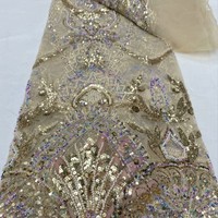 Turquoise Sequin tissu français dentelle robe broderie tissu perle Tube dentelle africaine pour les femmes robe de soirée