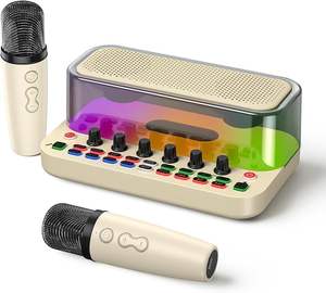 Machine de <span class=keywords><strong>karaoké</strong></span> portable Bluetooth MT-VIKI avec 2 micros sans fil, lumières RGB, légère - Product Image 1