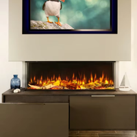 Cheminée électrique holographique de 1500mm avec écran LCD à effet de projection holographique à 3 côtés Nouvelle langue anglaise pour les hôtels