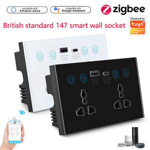 Tuya ZigBee thông minh điện ổ cắm thông minh cắm đôi cửa hàng với USB Loại C 10A Glass Bảng điều chỉnh DS-1450ZN - Product Image 3