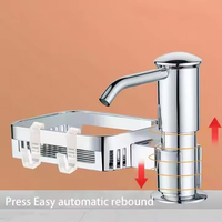 SANIPRO dissimulé argent noir extracteur à pression en plastique ABS évier de cuisine salle de bain distributeur de savon liquide avec support de rangement