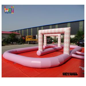 Piste de voitures tamponneuses rose, piste de course gonflable, jeux gonflables, obstacle gonflable, karting en plein air pour enfants, sports - Product Image 5