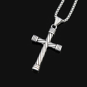 yunnique Twisted <b>Cross</b> Titanium Steel Necklace Unisex Hip Hop Fashion Pendant Jewelry Gift - Product Image 3