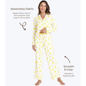 Conjunto de pijama de viscosa de bambú personalizado para mujer, ropa de dormir suave con botones y bolsillos, ropa de estar de manga larga, tallas S a XXL - Product Image 4
